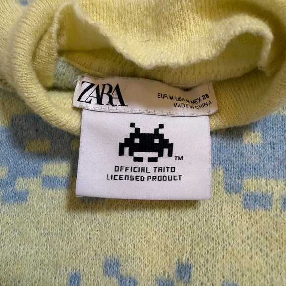 Zara x Space Invaders Taito Crop Sweater Wool Blend Retro Gaming Pullover Sz S - Picture 4 of 8